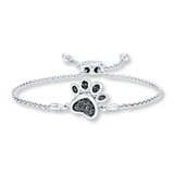 Pre-Owned Kay 1/10ct tw Diamond Paw Print Bolo Bracelet in Sterling Silver