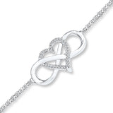 Pre-Owned 1/8 ct Diamond Heart Infinity Bracelet in Sterling Silver