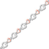 Pre-Owned Kay 1/10ct tw Diamond Heart Bracelet in Sterling Silver & 10k Rose Gold