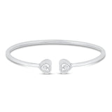 Pre-Owned Kay Diamond Accent Heart Bangle Bracelet in Sterling Silver