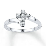 Pre-Owned Jared  1/5 ct Diamond Cross Ring in Sterling Silver