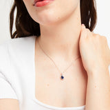 Kay Oval Lab Created Blue Sapphire Solitaire Pendant Necklace in Sterling Silver