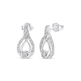 Pre-Owned Kay 1/8ct tw Round-cut Diamond Interwoven Earrings in Sterling Silver