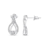 Pre-Owned Kay 1/8ct tw Round-cut Diamond Interwoven Earrings in Sterling Silver