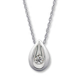 Pre-Owned Kay 1/8 carat Round-cut Diamond Teardrop Necklace in 14K White Gold