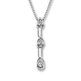 Pre-Owned Kay Sterling Silver 1/4ct Pear Diamond 3 Drop Pendant Necklace on Box Chain