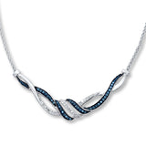 Pre-Owned Kay 1/3ct tw Round-cut Blue Diamond Necklace in Sterling Silver