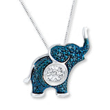 Pre-Owned Kay 1/10ct tw Diamond Unstoppable Love Elephant Necklace in Sterling Silver