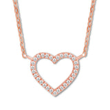 Pre-Owned Kay 10k Rose Gold 1/20ct Round Diamond Heart Pendant