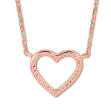 Pre-Owned Kay 10k Rose Gold 1/20ct Round Diamond Heart Pendant