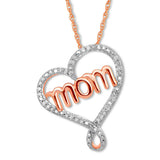 Pre-Owned Kay 1/10ct tw Diamond Heart "Mom" Necklace in 10k Rose Gold