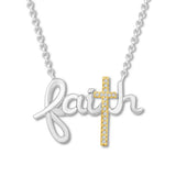 Pre-Owned Kay Silver & 10k Gold Pave Diamond Faith Pendant