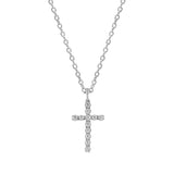 Pre-Owned Kay 1/4 ct Round-cut Diamond Cross Necklace in White Gold