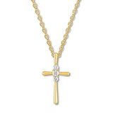 Pre-Owned Kay 1/4 ct Round-cut Diamond Cross Necklace in 10K Yellow Gold