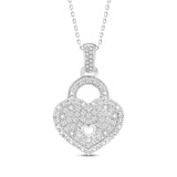 Pre-Owned Kay 1/8ct tw Diamond Heart Lock Pendant in Sterling Silver