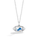 Pre-Owned Kay True Fans Detroit Lions Diamond Accent Football Necklace in Sterling Silver