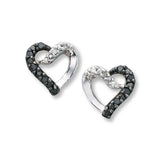 Pre-Owned Kay 1/10ct Black Diamond Heart Stud Earrings in Sterling Silver