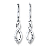 Pre-Owned Kay Diamond Accent Dangle Earrings in Sterling Silver