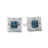 Pre-Owned Kay Sterling Silver 1/10ct tw Diamond Square Studs