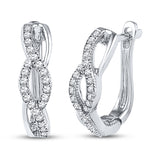 Pre-Owned Kay 1/5ct tw Round-cut Diamond Hoop Earrings in Sterling Silver