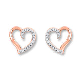 Pre-Owned Kay 1/10ct tw Round-cut Diamond Heart Earrings in 10k Rose Gold