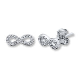 Pre-Owned Kay 1/20ct tw Round-cut Diamond Infinity Earrings in Sterling Silver