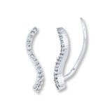 Pre-Owned Kay 1/15ct tw Diamond Ear Climbers in Sterling Silver