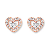 Pre-Owned Kay 1/10ct Diamond Heart Stud Earrings in 10k Rose Gold