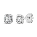 Pre-Owned Jared Princess & Round 1/2 ct Diamond Stud Earrings in 10K White Gold