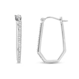 Pre-Owned Kay 1/8ct tw Diamond Geometric Hoop Earrings in Sterling Silver