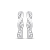 Pre-Owned Kay 1/5ct tw Diamond Twist Hoop Earrings in Sterling Silver