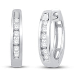 Pre-Owned Kay 1/8ct tw Round-cut Diamond Huggies Earrings in 10k White Gold