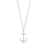 Pre-Owned Zales 1/10ct Diamond Anchor Drop Pendant in Sterling Silver