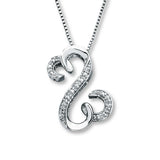 Pre-Owned Kay 1/20ct tw Diamond Open Hearts Necklace in Sterling Silver