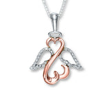 Pre-Owned Kay Diamond Accent Open Hearts Necklace in Sterling Silver & 10k Rose Gold