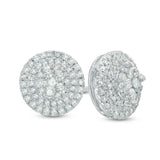 Pre-Owned Zales 10k White Gold 1/2ct Round Diamond Halo Studs