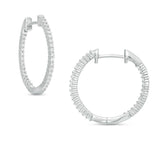 Pre-Owned Zales 10k White Gold 1/2ct Round Diamond Front & Back Pave Hoops