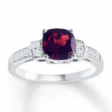 Kay Cushion-Cut Garnet & White Lab-Created Sapphire Ring in Sterling Silver size 6.5