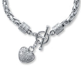 Pre-Owned Kay 1/8ct tw Round-cut Diamond Heart Bracelet in Sterling Silver