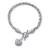 Pre-Owned Kay 1/8ct tw Round-cut Diamond Heart Bracelet in Sterling Silver