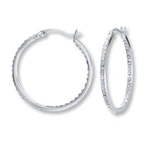 Pre-Owned Kay Diamond Accent Hoops in Sterling Silver