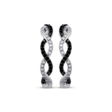 Pre-owned Kay 1/4ct tw Black & White Diamond Twist Hoops in Sterling Silver