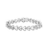 Pre-Owned Kay 1/2ct tw Round-cut Diamond Heart Link Bracelet in Sterling Silver