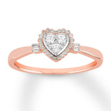 Pre-Owned Kay 1/5ct tw Round & Baguette Ring in 10k Rose Gold