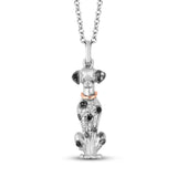 Pre-Owned Kay 1/10ct tw Black & White Diamond Disney Treasures 101 Dalmatians Necklace in Sterling Silver & 10k Rose Gold