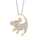 Pre-Owned Kay 1/10ct tw Diamond Disney Treasures Lion King Necklace in Sterling Silver & 10k Yellow Gold