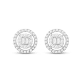 Pre-Owned Kay 1/2ct Diamond Circle Halo Stud Earrings in Sterling Silver