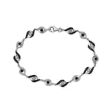 Pre-Owned Kay 1/5ct Black & White Diamond Twist Link Bracelet in Sterling Silver