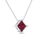 Kay Square-Cut Lab-Created Ruby Solitaire Necklace in Sterling Silver