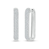 Pre-Owned Kay 1/2ct Diamond Paperclip Hoop Earrings in Sterling Silver